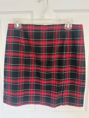 NWOT Zara Red and Black Plaid Skirt with Slit